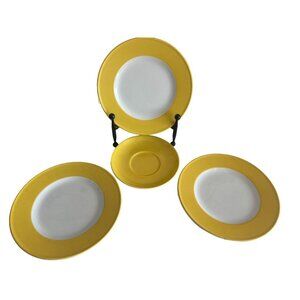 Dibbern Schonwald Yellow Salad Plates & Saucers Set Of 4